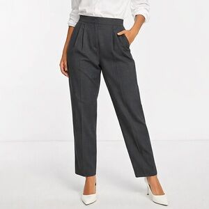 ASOS Design Tailored Gray Dress Pants Pleated Straight Leg Workwear US 8